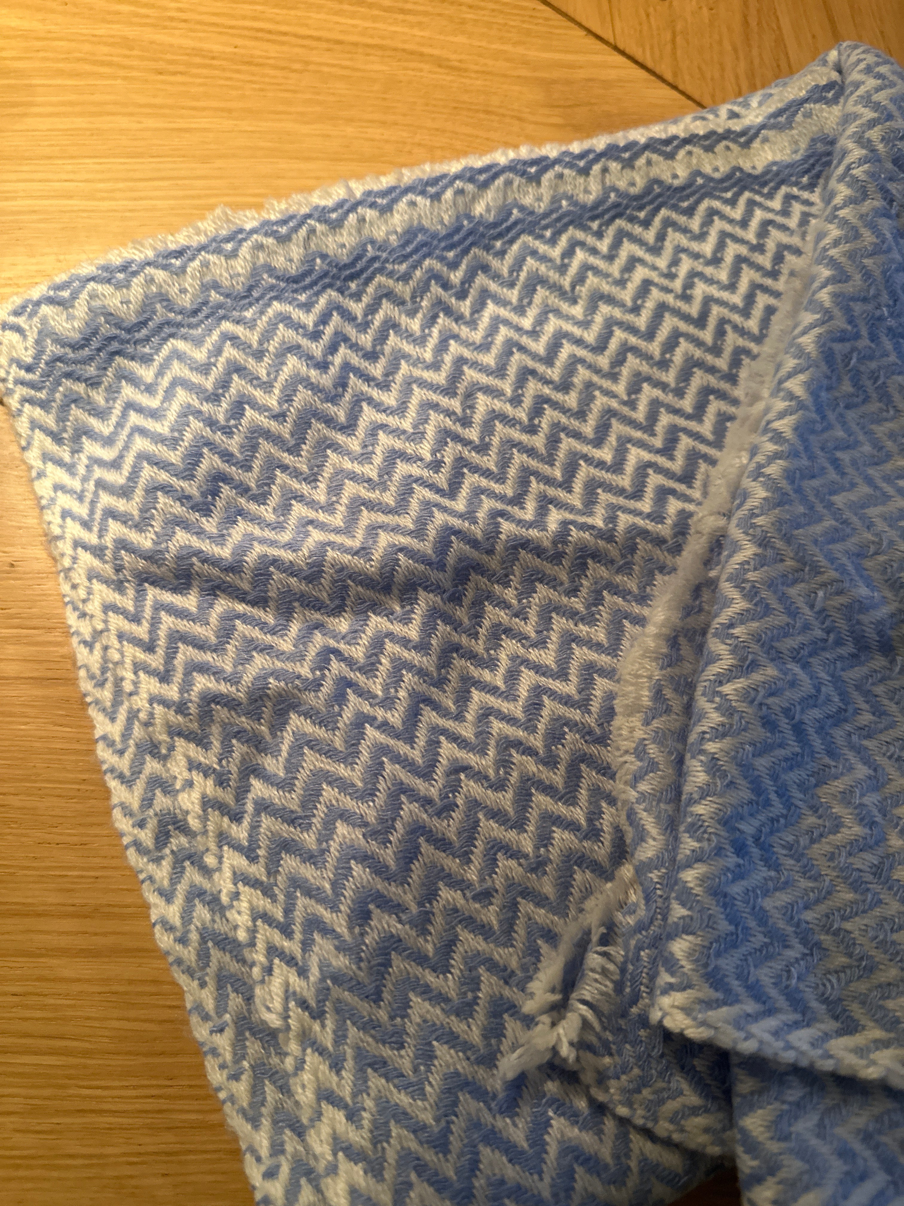 Cashmere sjaal lichtblauw met wit