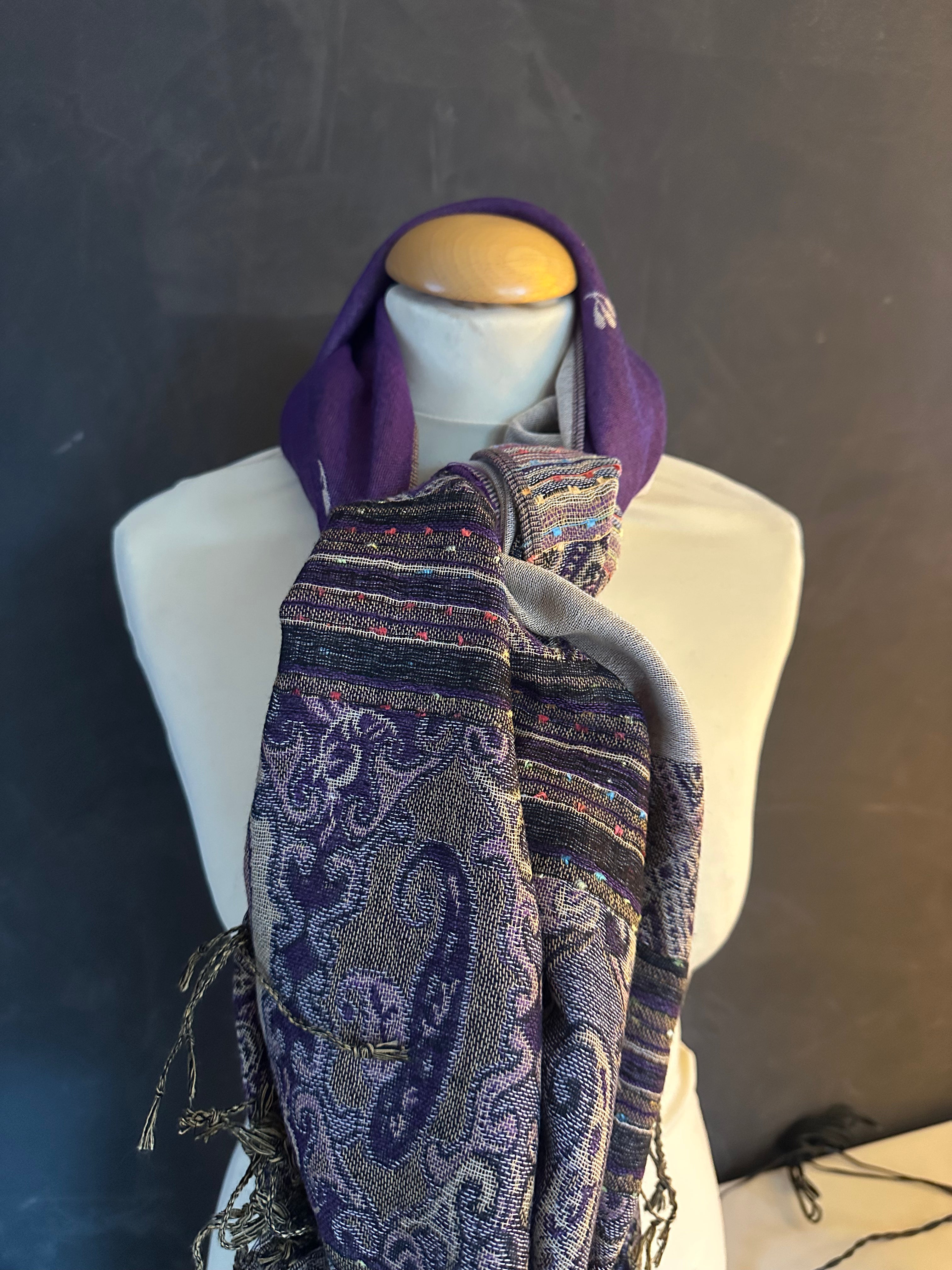 Pashmina sjaal paars en veelkleurig